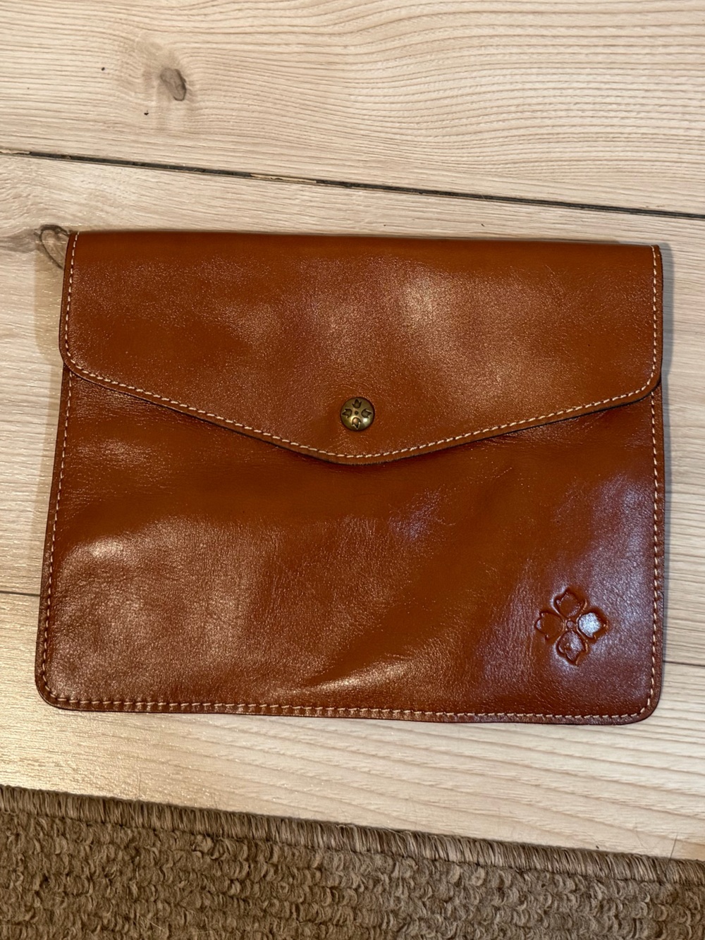 Brown Leather Envelope Clutch